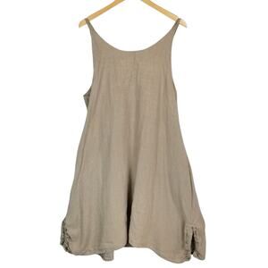 Tina Givens Women's 100% Linen Lagenlook Sleeveless Midi Maxi Dress Tan Size XL